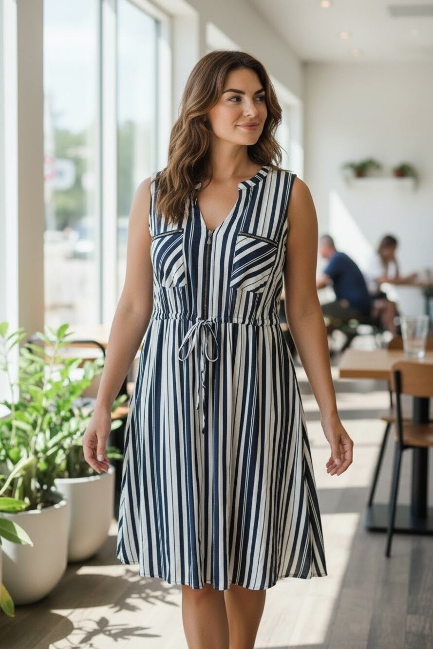 Torrid Striped Sleeveless Zip-Front Shirt Dress - Size 1- 14/16